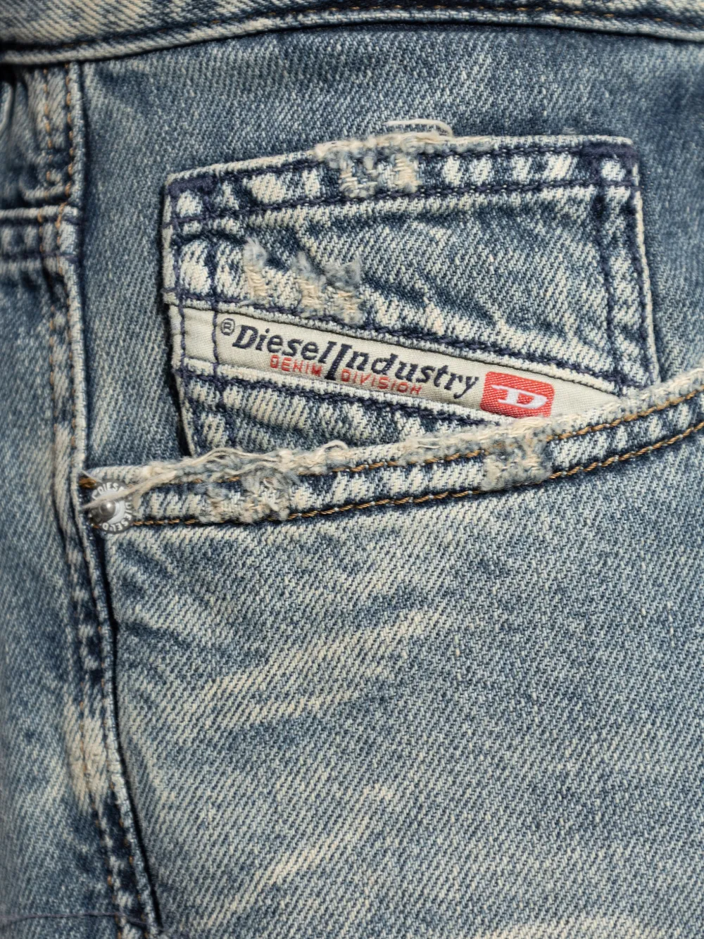 Diesel 2024 D-MACS gerafelde jeans Blauw