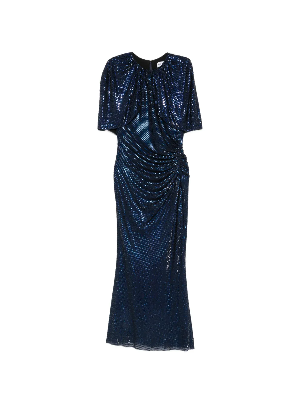 Self-Portrait rhinestone-embellished cape-sleeve midi dress - Blu