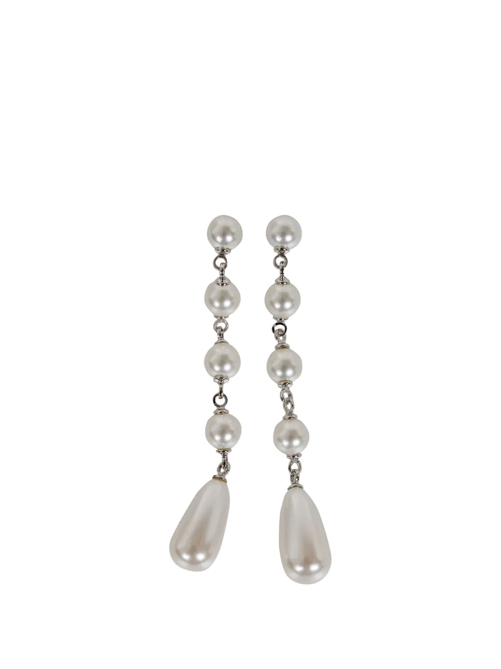 Self-Portrait pearl-embellished drop earrings - Argento