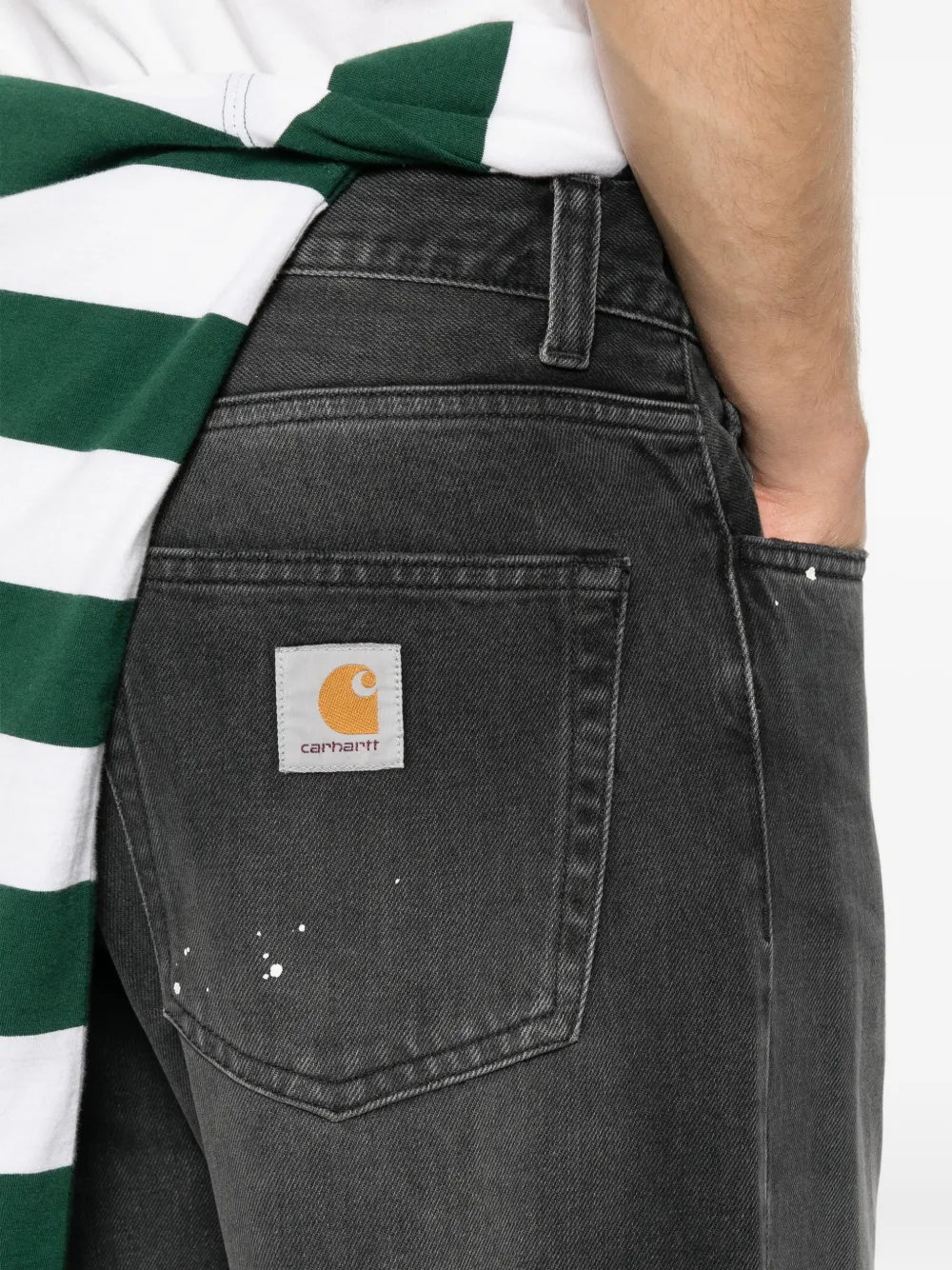 Carhartt WIP Jeans met verfspatten Zwart