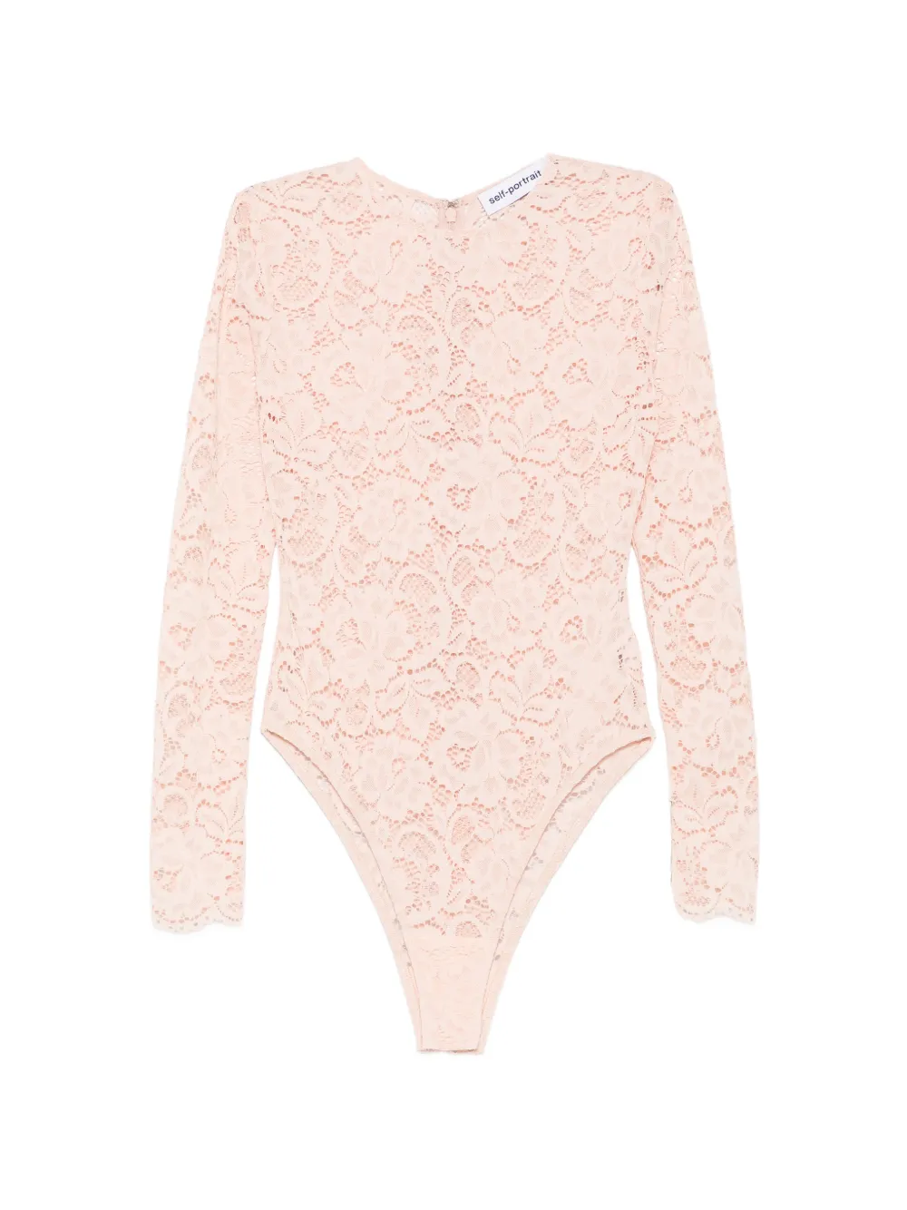 Self-Portrait floral-lace long-sleeve top - Nude