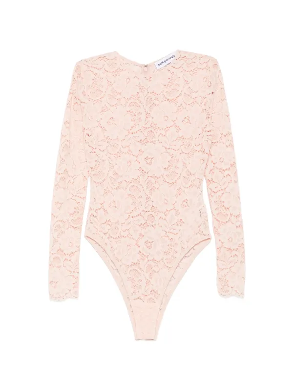 Self-Portrait Floral-lace Long-sleeve Top in Neutrals