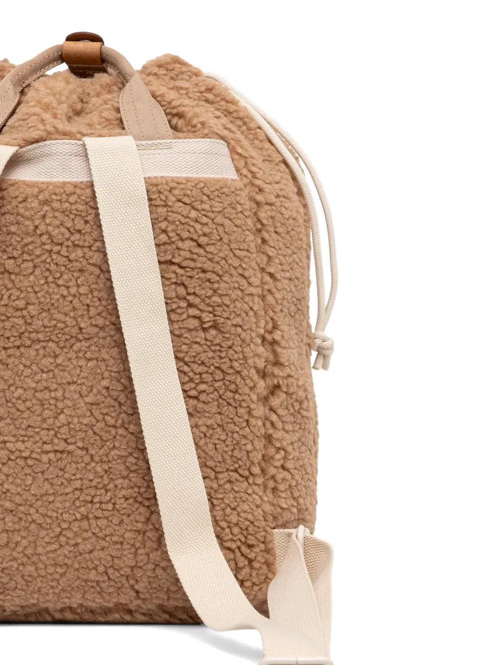  Doughnut Fleece-texture Bear-embroidered Backpack - Marron 