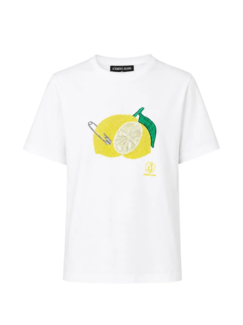 Iceberg lemon-print safety-pin T-shirt - Bianco