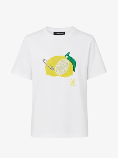 Iceberg lemon-print safety-pin T-shirt