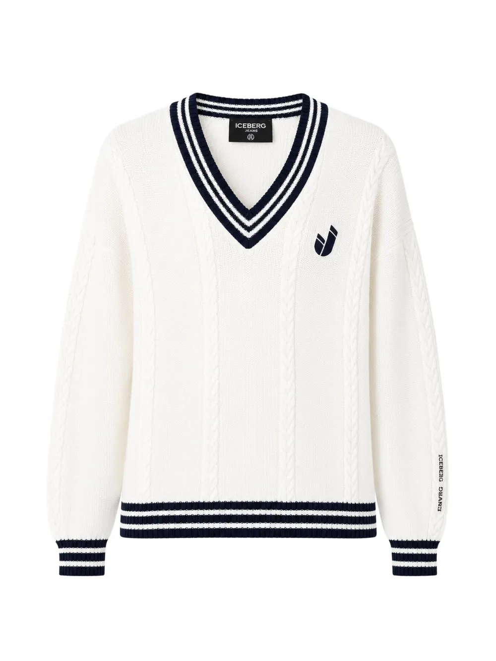 Iceberg cable-knit striped-trim knitwear - Bianco