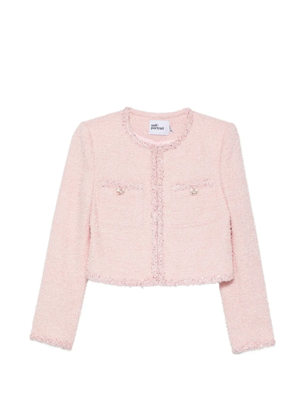 Self-Portrait sequin-embellished bouclé jacket - Rosa