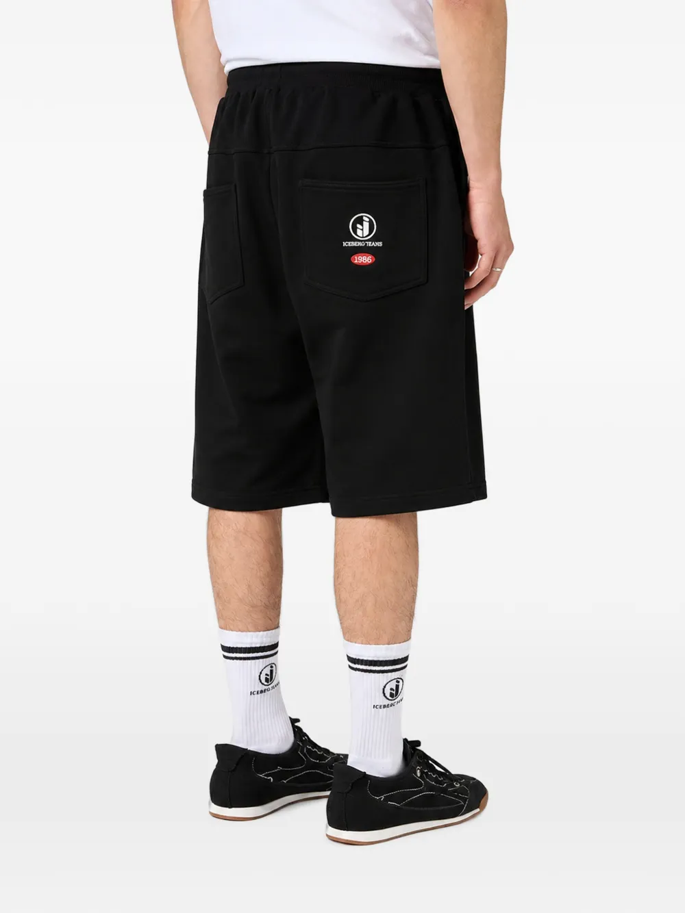 Iceberg Shorts met logopatch en trekkoord Zwart