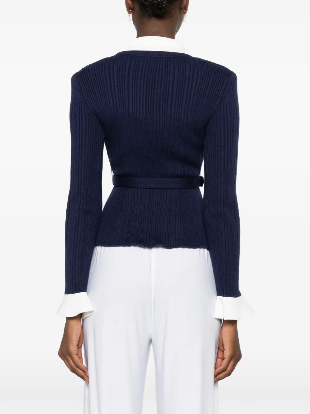 Self-Portrait Ribgebreid vest Blauw