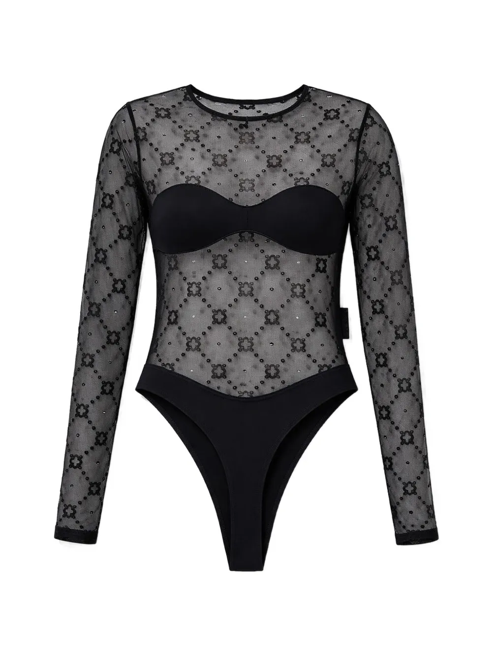 Marine Serre Moonogram mesh bodysuit - Schwarz