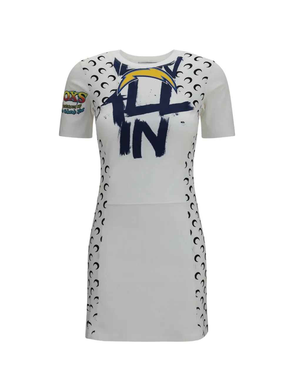 Marine Serre graphic-print Moon-panelled mini dress - Bianco