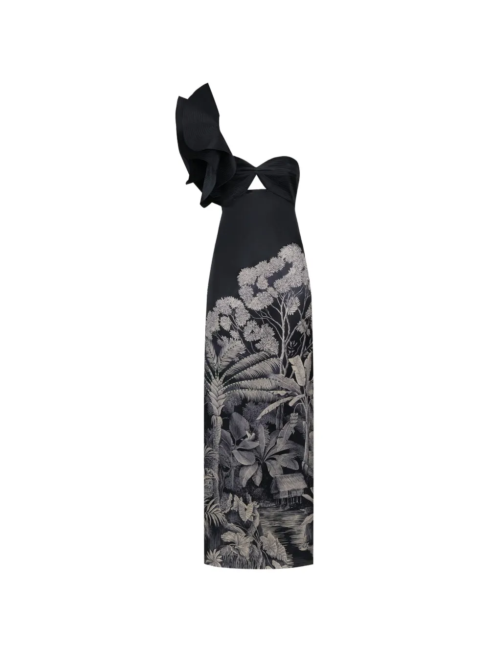Johanna Ortiz Valley Of Kings one-shoulder maxi dress - Black