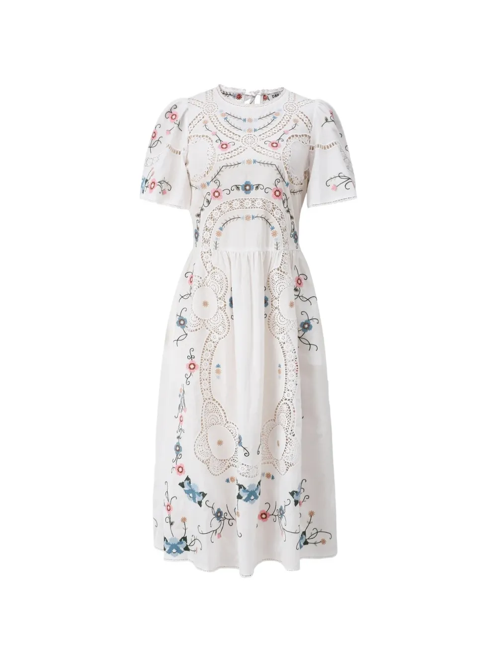 DREAM CATCHER Jules floral-embroidered broderie-anglaise midi dress - White