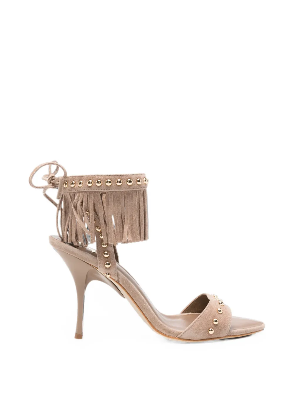 Marc Ellis fringed stud-embellished sandals Beige