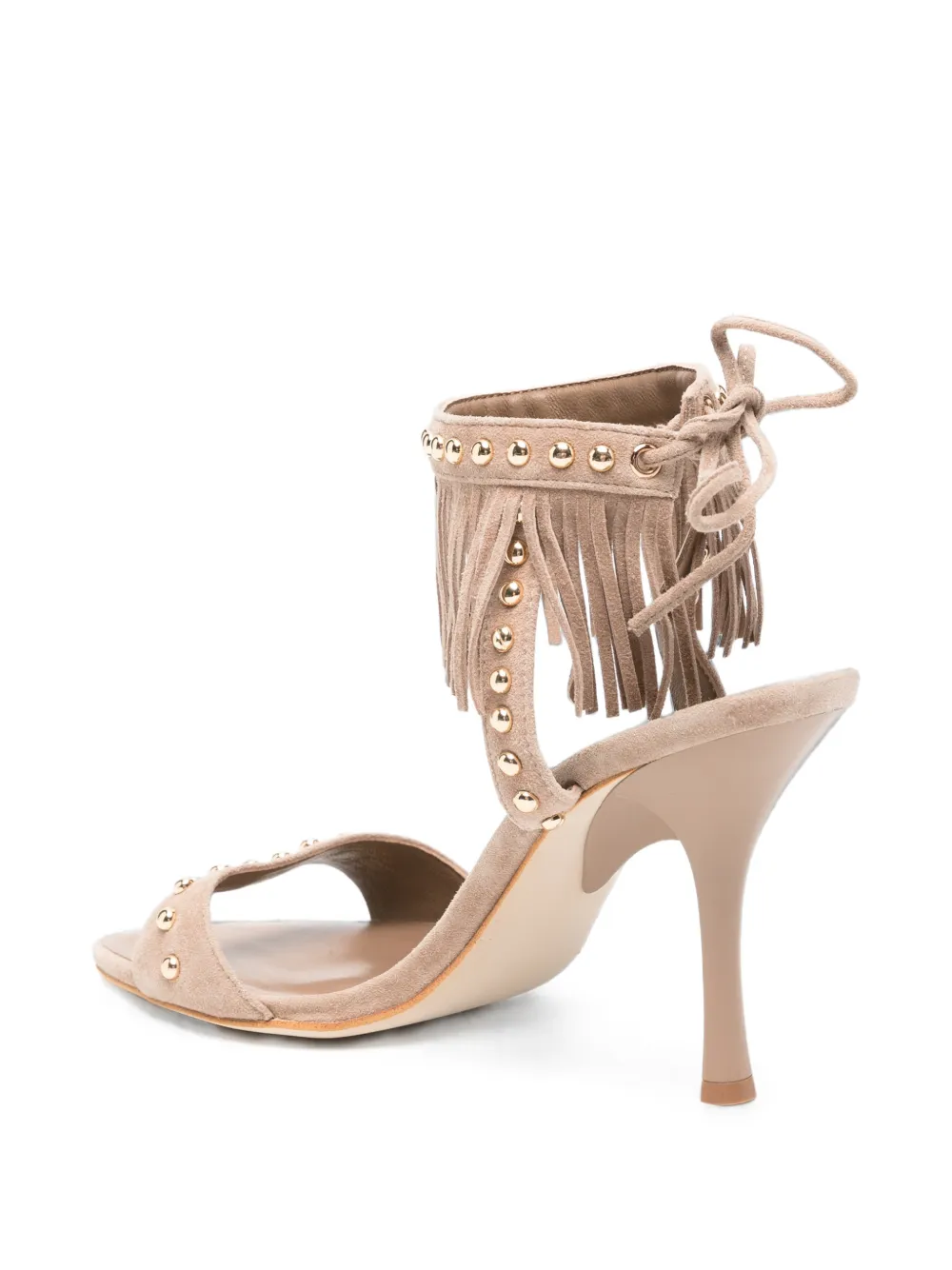  Marc Ellis Fringed Stud-embellished Sandals - Neutro 