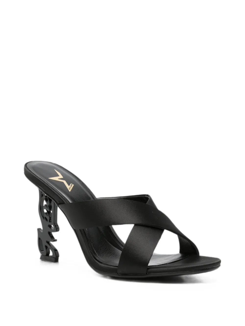 Marc Ellis cross-strap sculpted-heel sandals Zwart