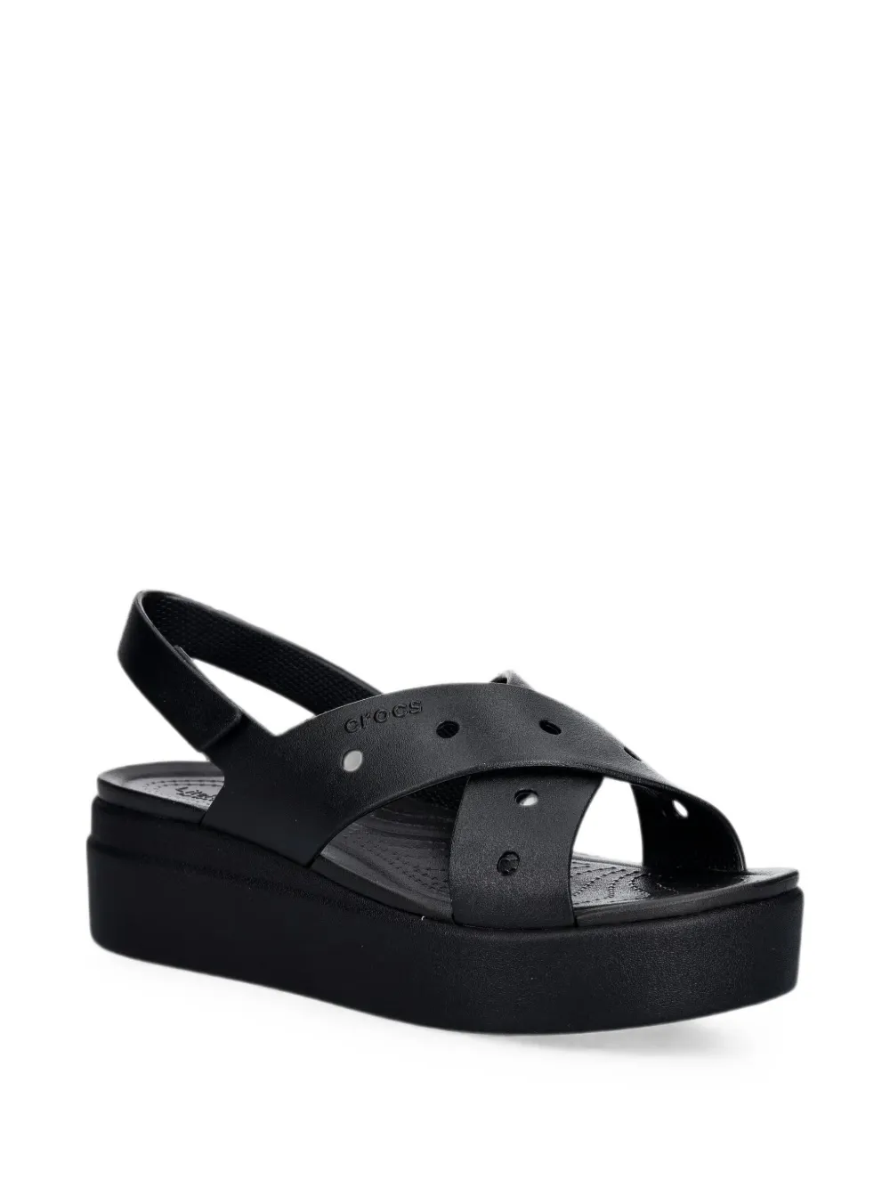 Crocs Brooklyn 4U Cross Strap sandalen met plateauzool Zwart