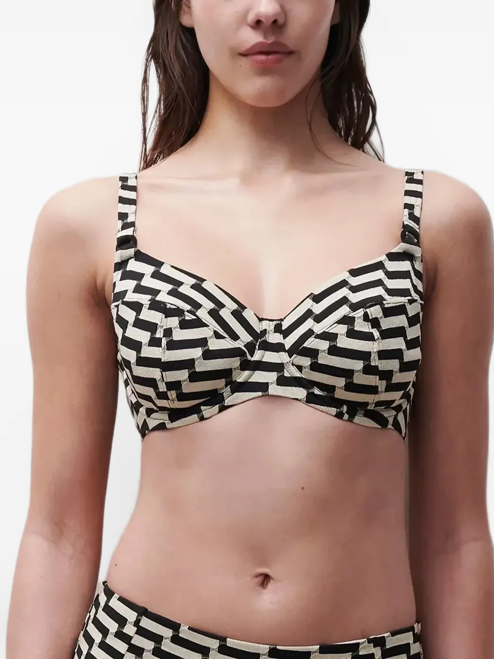 Chantelle Top bikini Femilet Santosa con stampa geometrica - Nero