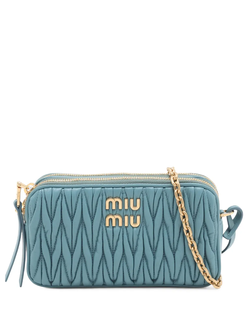 Miu Miu Pre-Owned Borsa a tracolla matelassé con doppia zip 2000-2026 - Blu