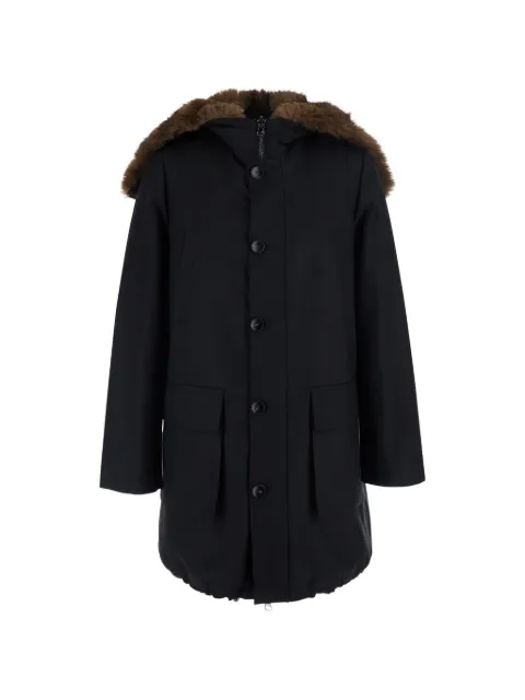 VALENTINI 1972 reversible fur-trim single-breasted coat