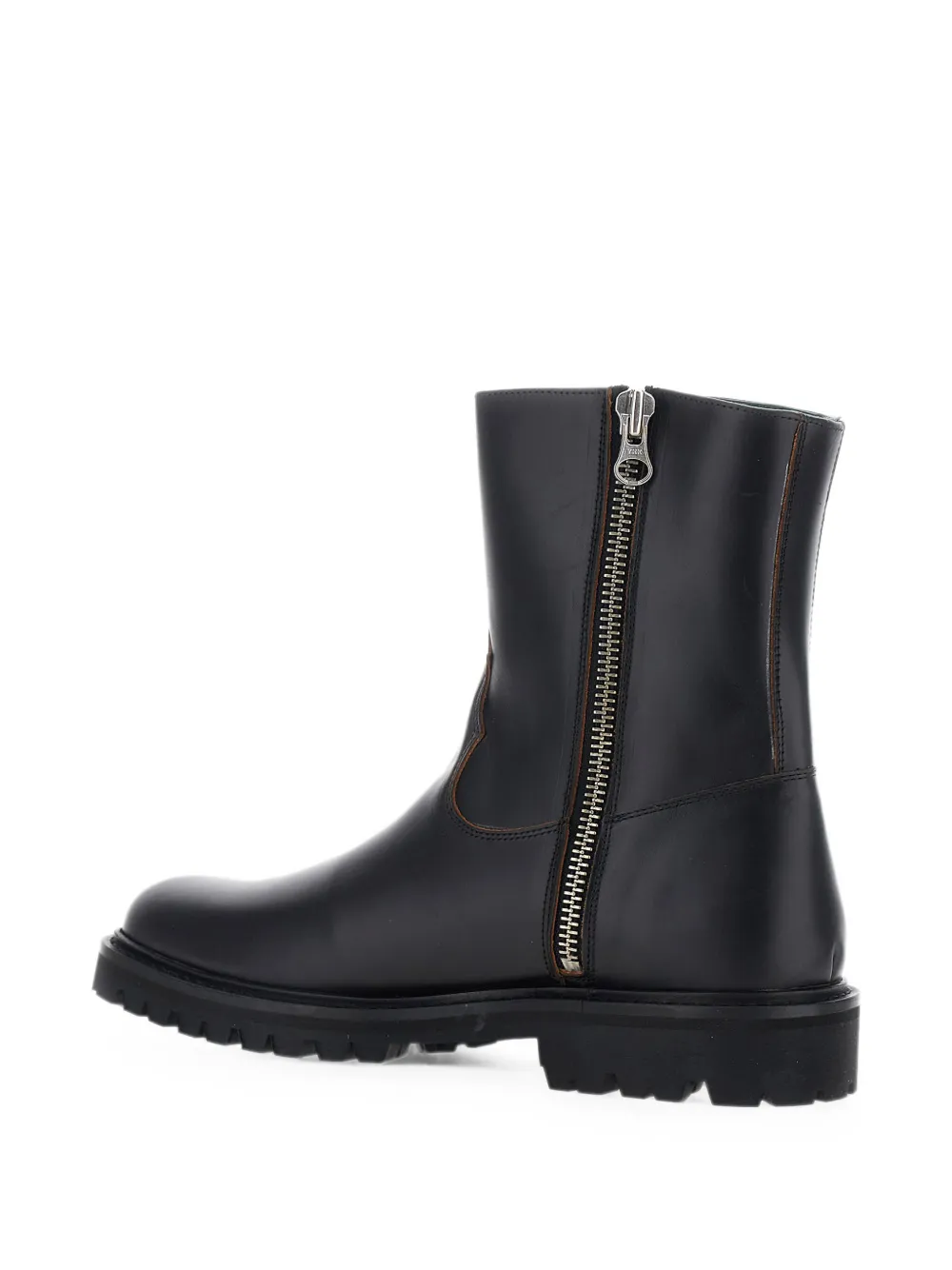 VINNY'S Moto zip-fastening lug-sole boots Zwart