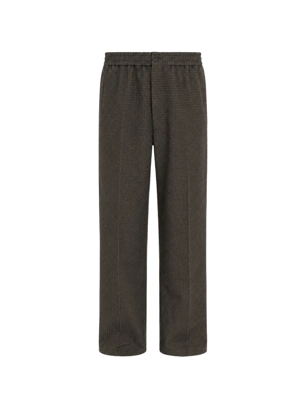 Emporio Armani textured-finish elasticated-waistband trousers - Marrone