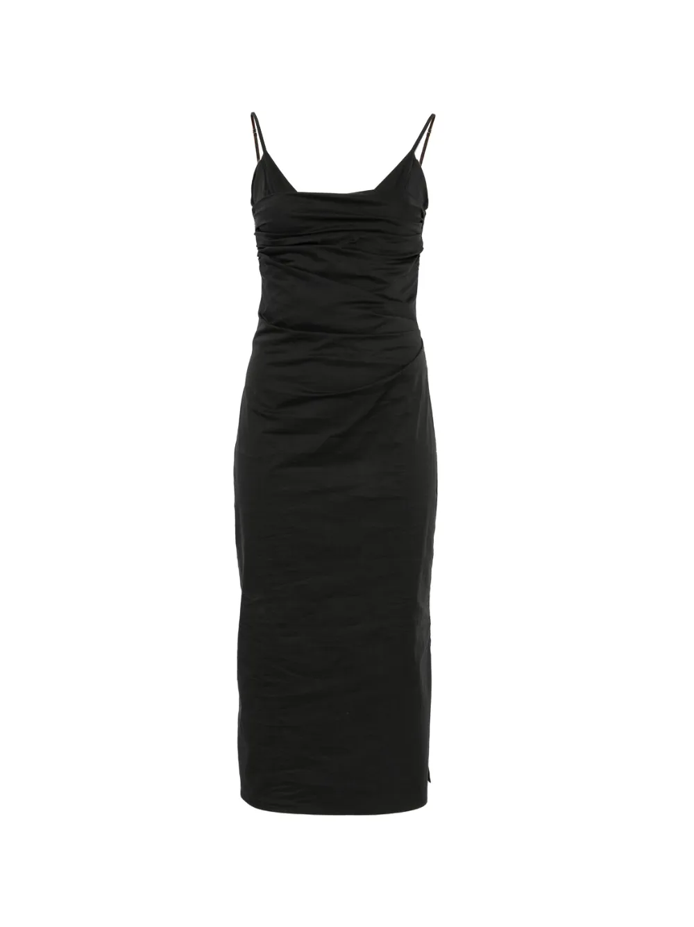 Patrizia Pepe ruched spaghetti-strap midi dress - Schwarz