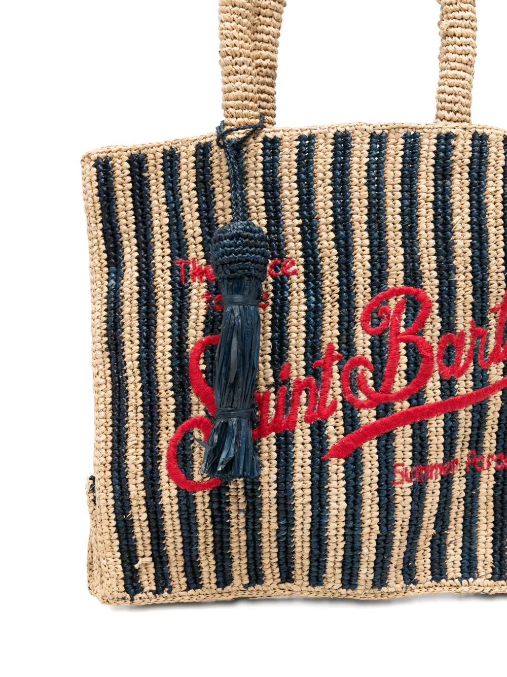 MC2 Saint Barth Collette gestreepte raffia shopper Beige