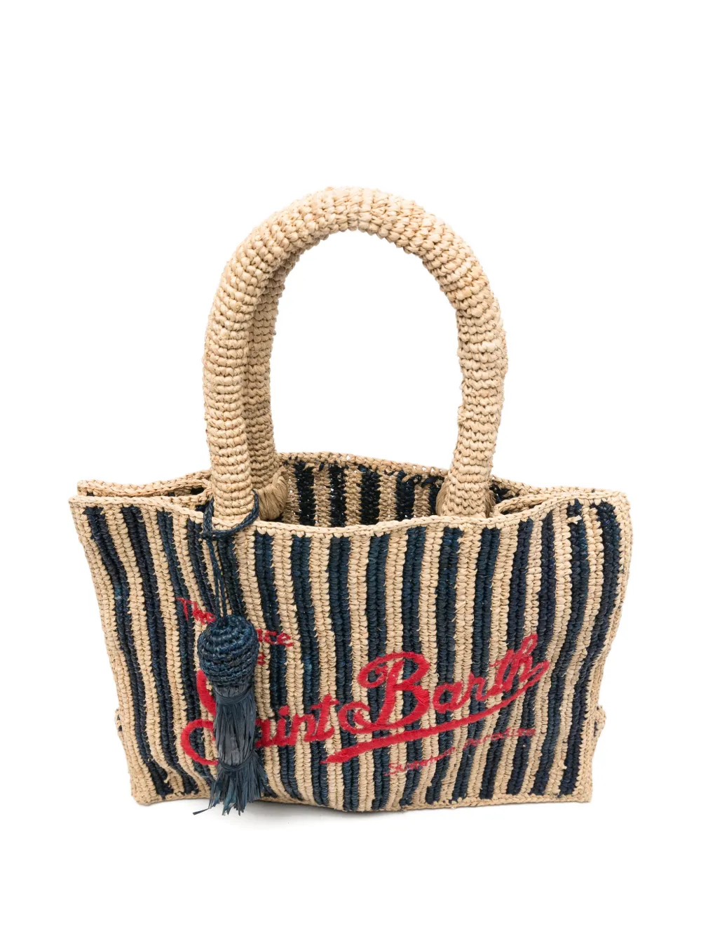 MC2 Saint Barth Collette gestreepte raffia shopper Beige