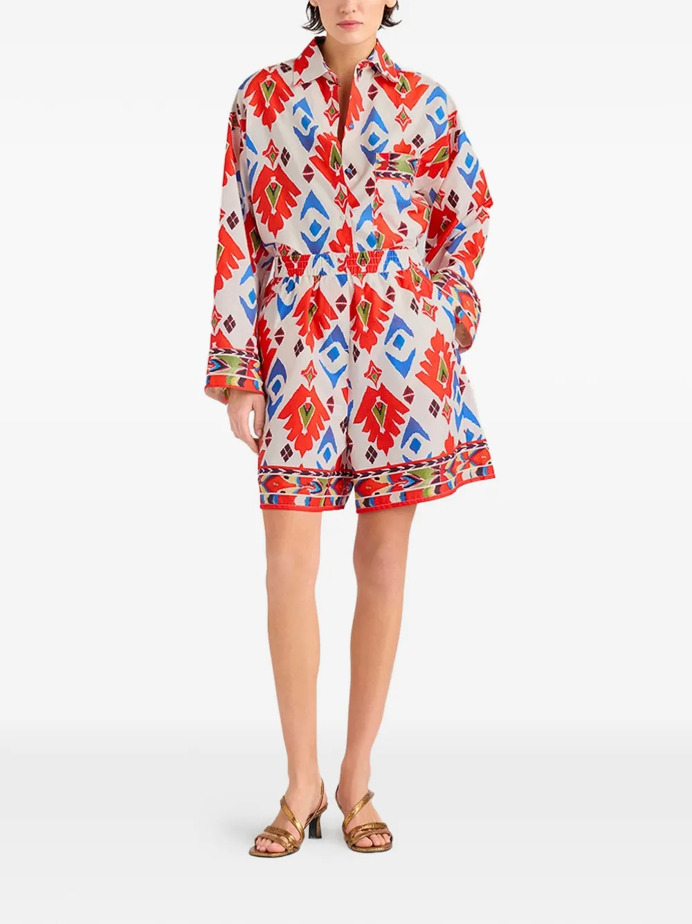 MOMONÌ Popeline shorts met print Rood