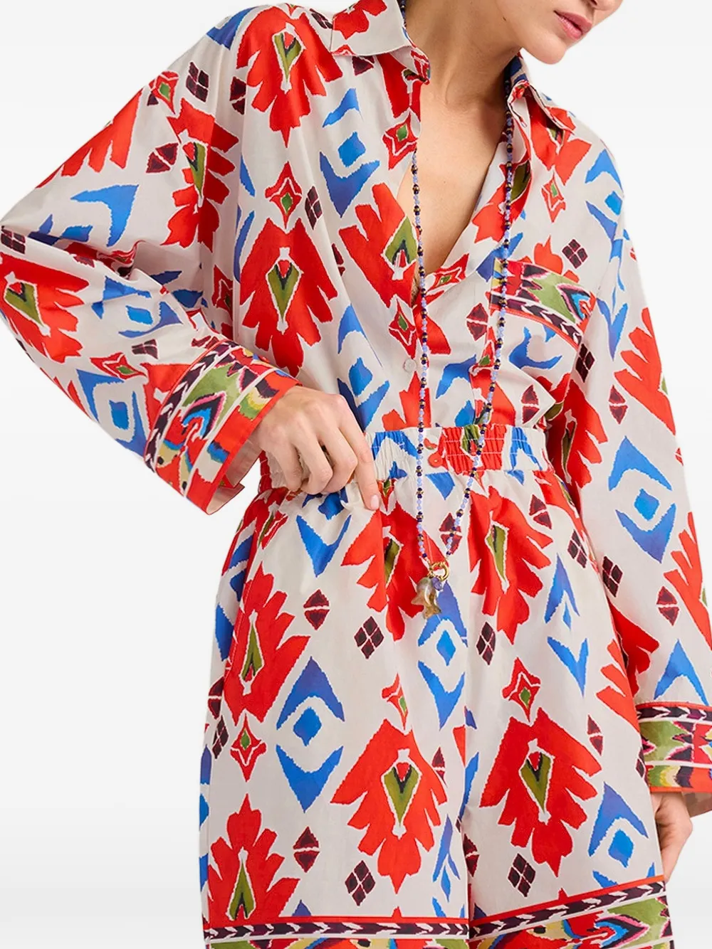 MOMONÌ Popeline shorts met print Rood
