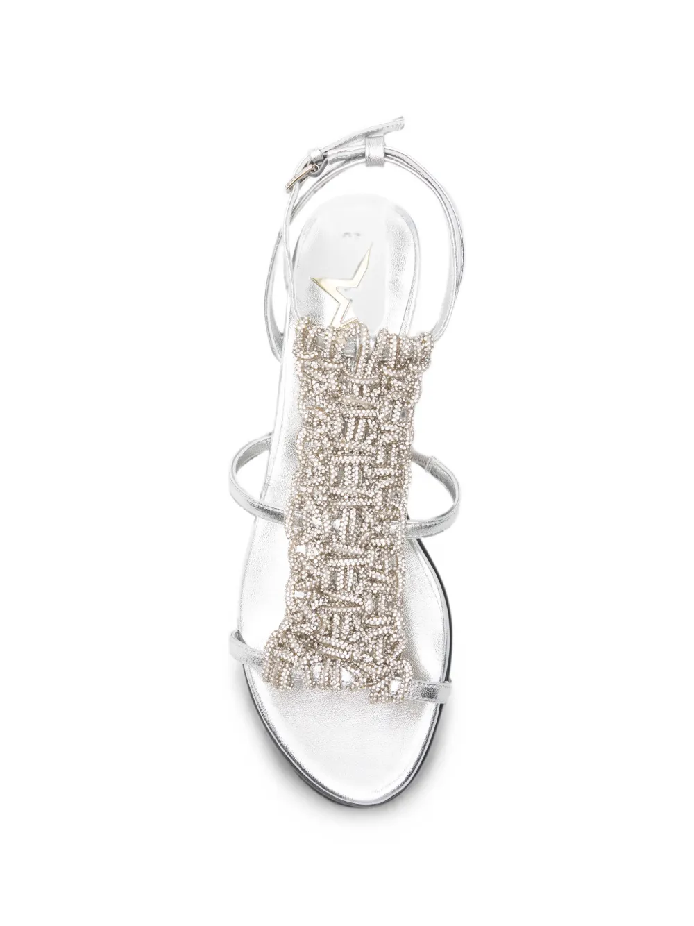 Marc Ellis crystal-embellished metallic-effect sandals Zilver