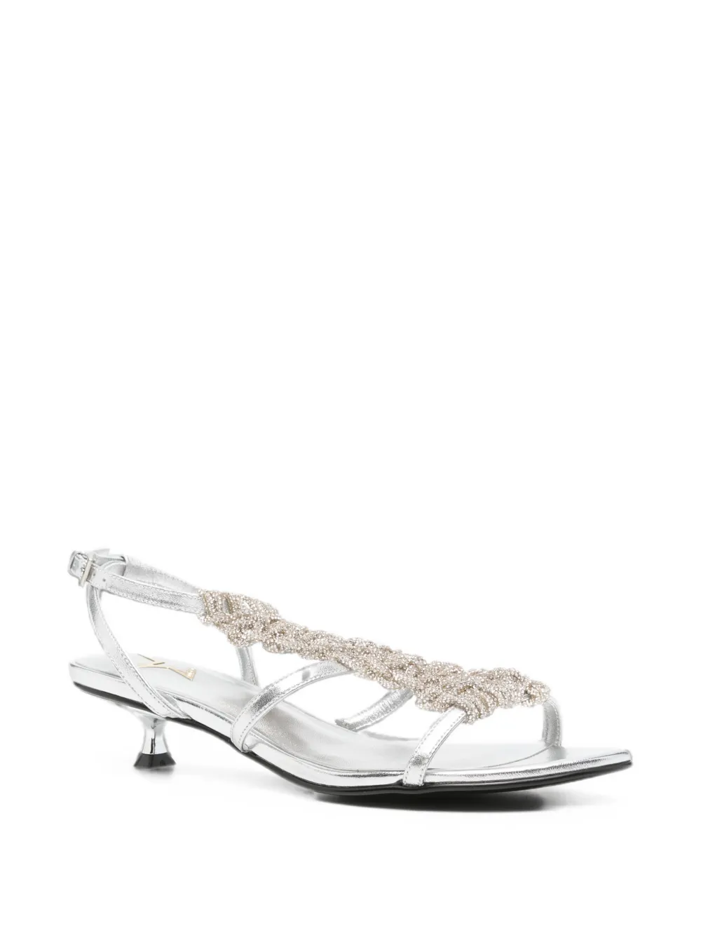 Marc Ellis crystal-embellished metallic-effect sandals Zilver