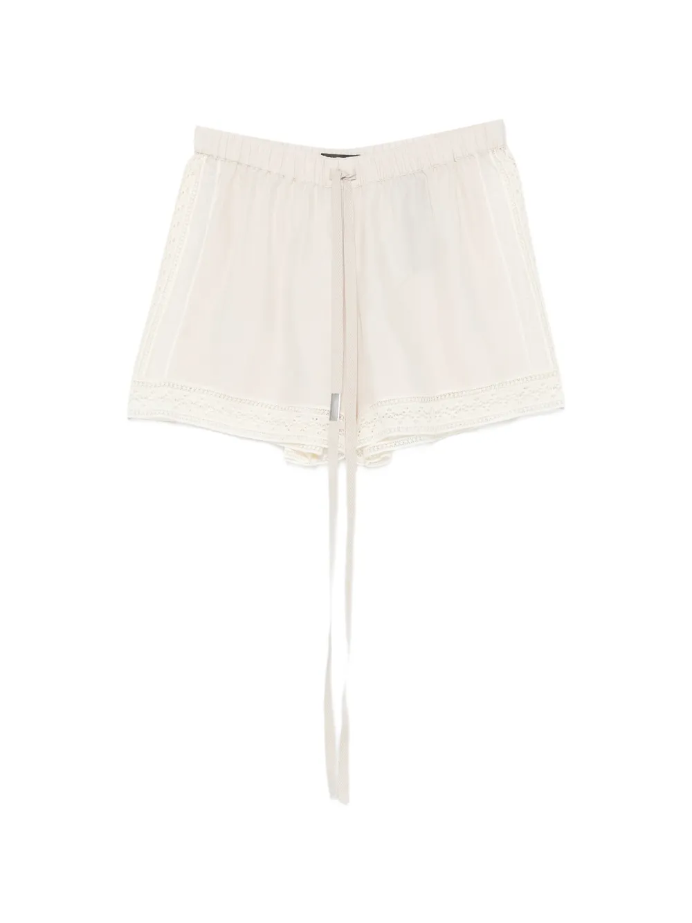 Ann Demeulemeester lace-trim drawstring-waistband shorts - Toni neutri
