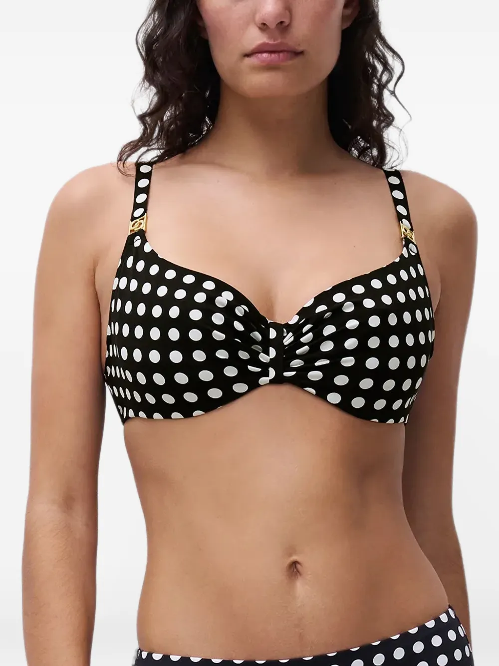 Chantelle Top bikini Savage a pois arricciato - Nero
