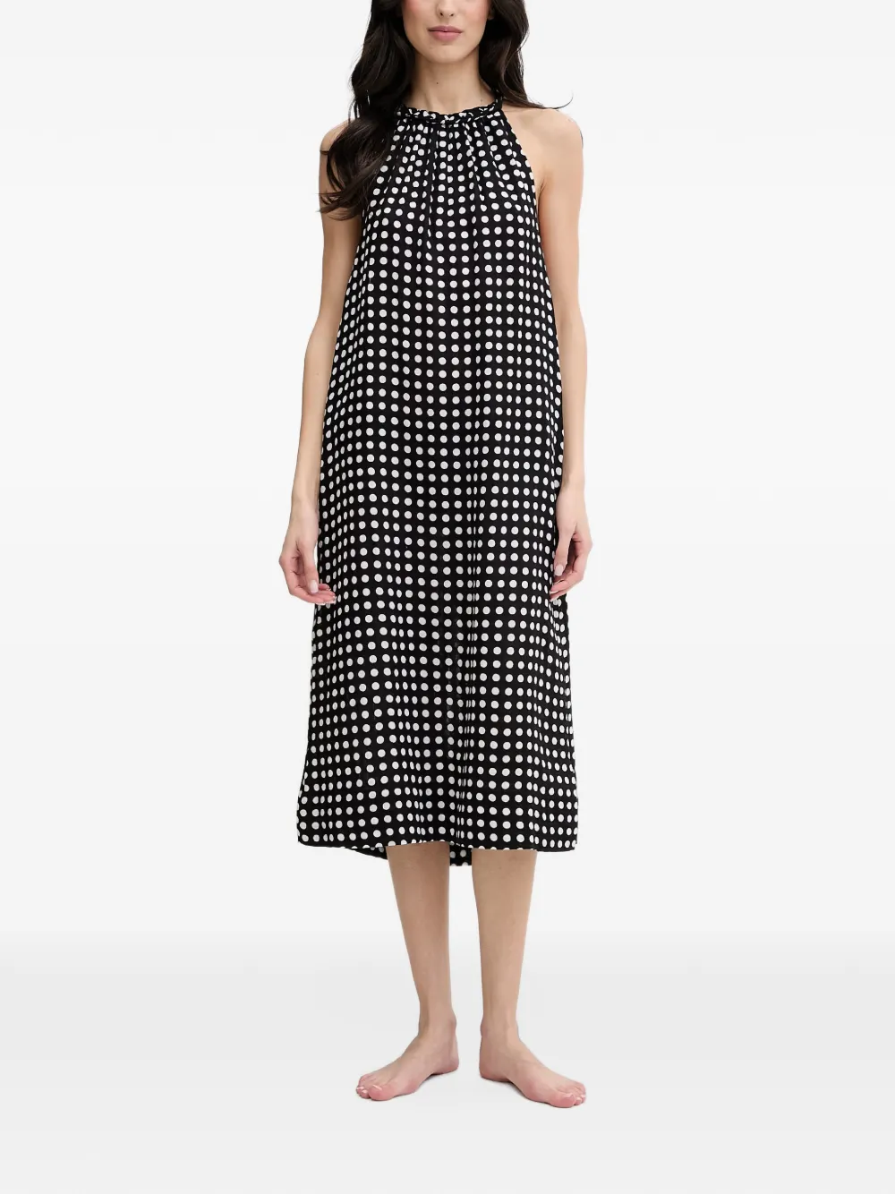 Chantelle Monica polka-dot halterneck beach dress - Schwarz