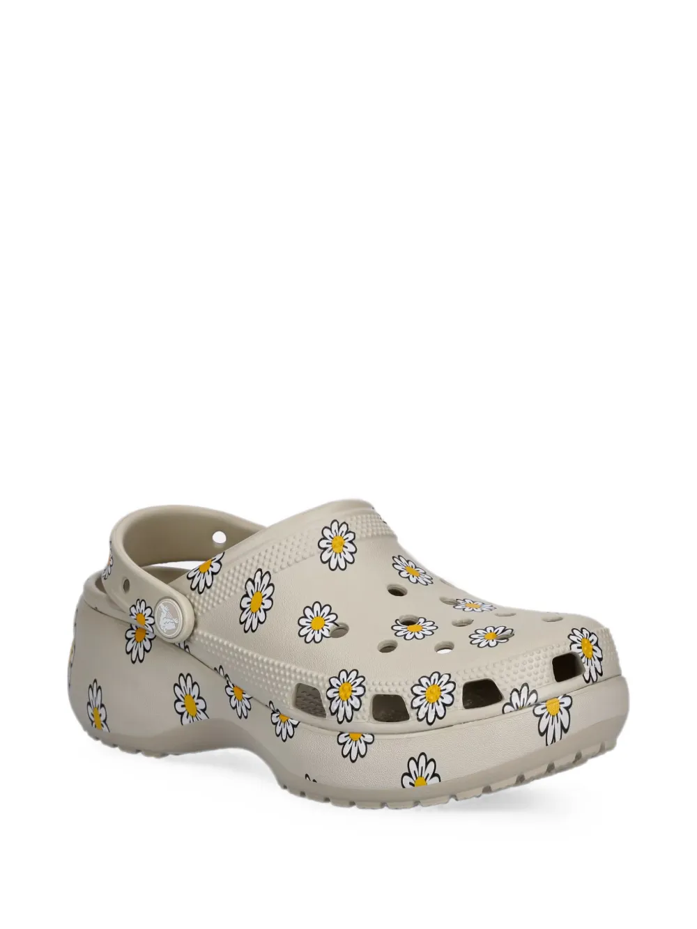 Crocs Classic klompen met plateauzool en bloemen Beige