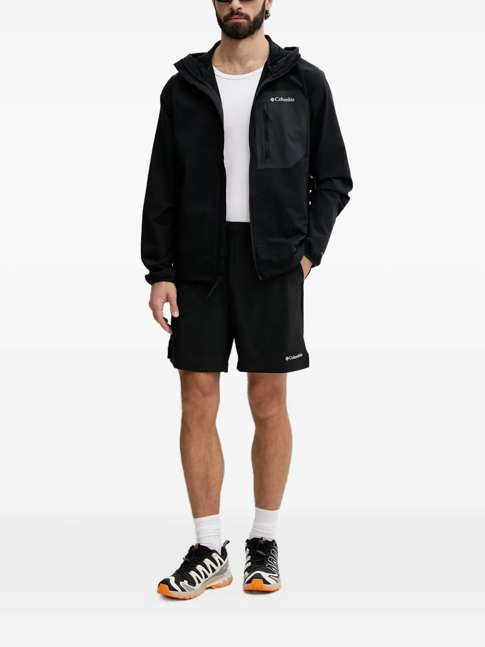Columbia Tall Heights III logo-print hooded performance jacket Zwart