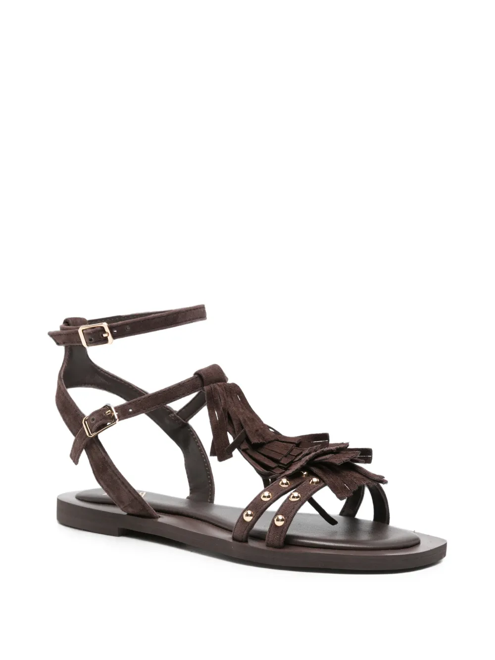 Marc Ellis fringed stud-embellished flat sandals Bruin