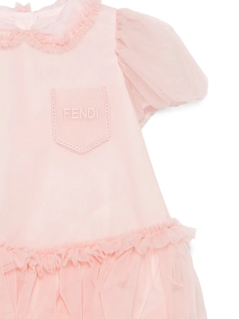 Fendi Kids Jurk met ruches en tulen laag Roze