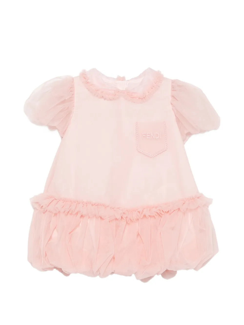 Fendi Kids ruffled tulle-overlay dress - Rosa