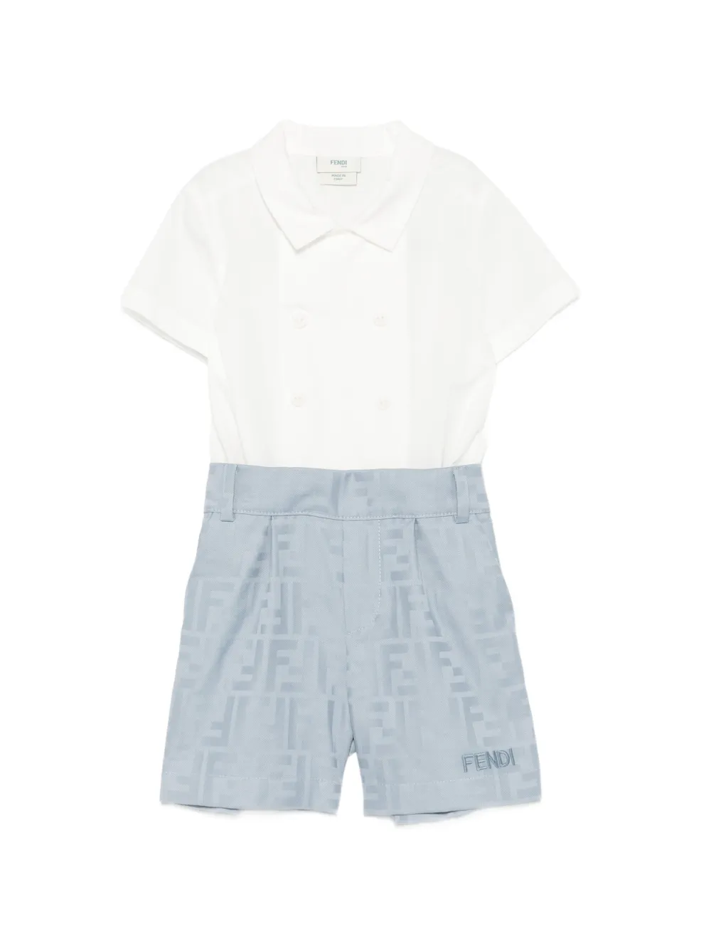 Fendi Kids logo-pattern romper - Weiß