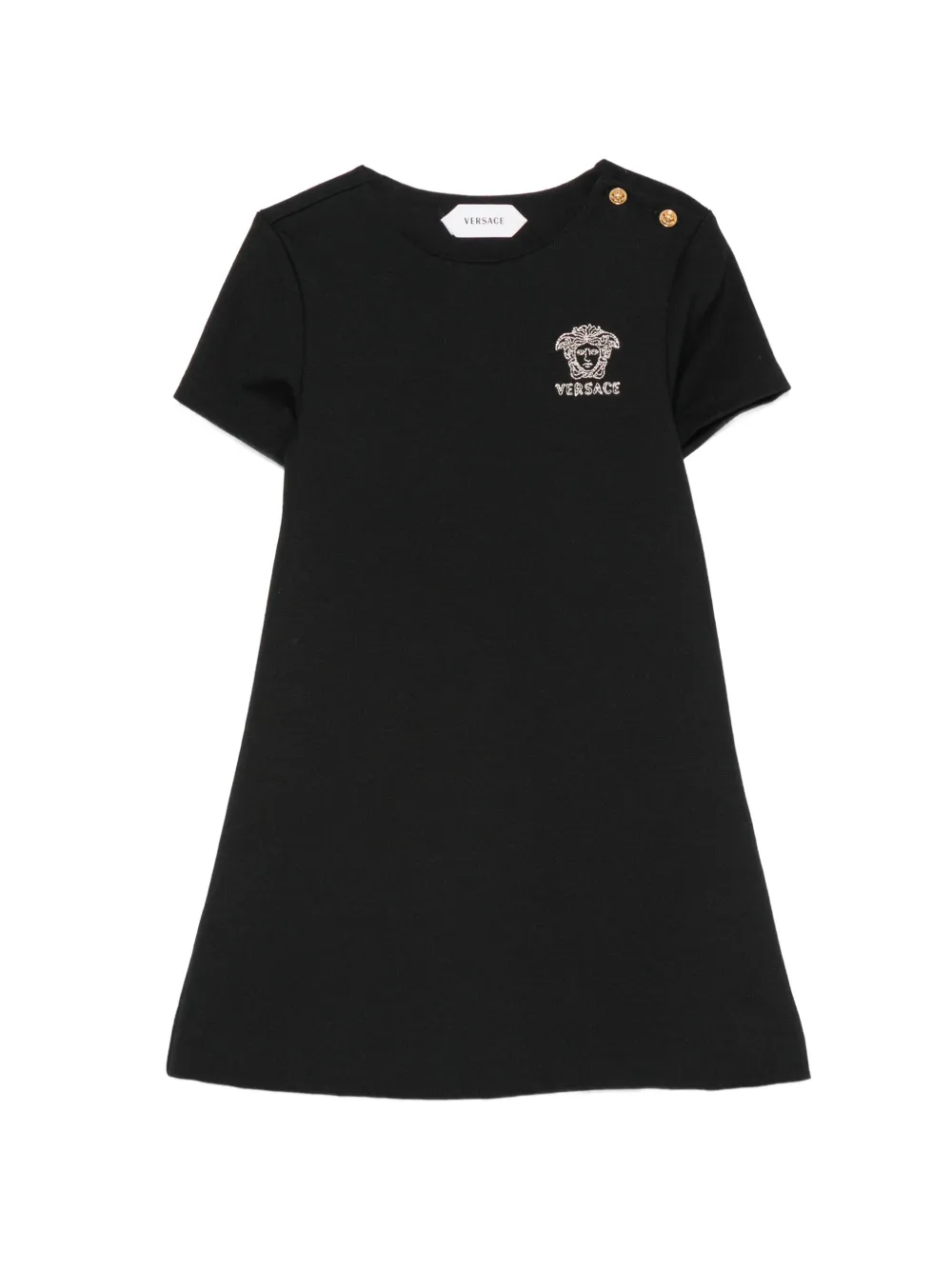 Versace Kids Medusa-motif button-detail dress - Black