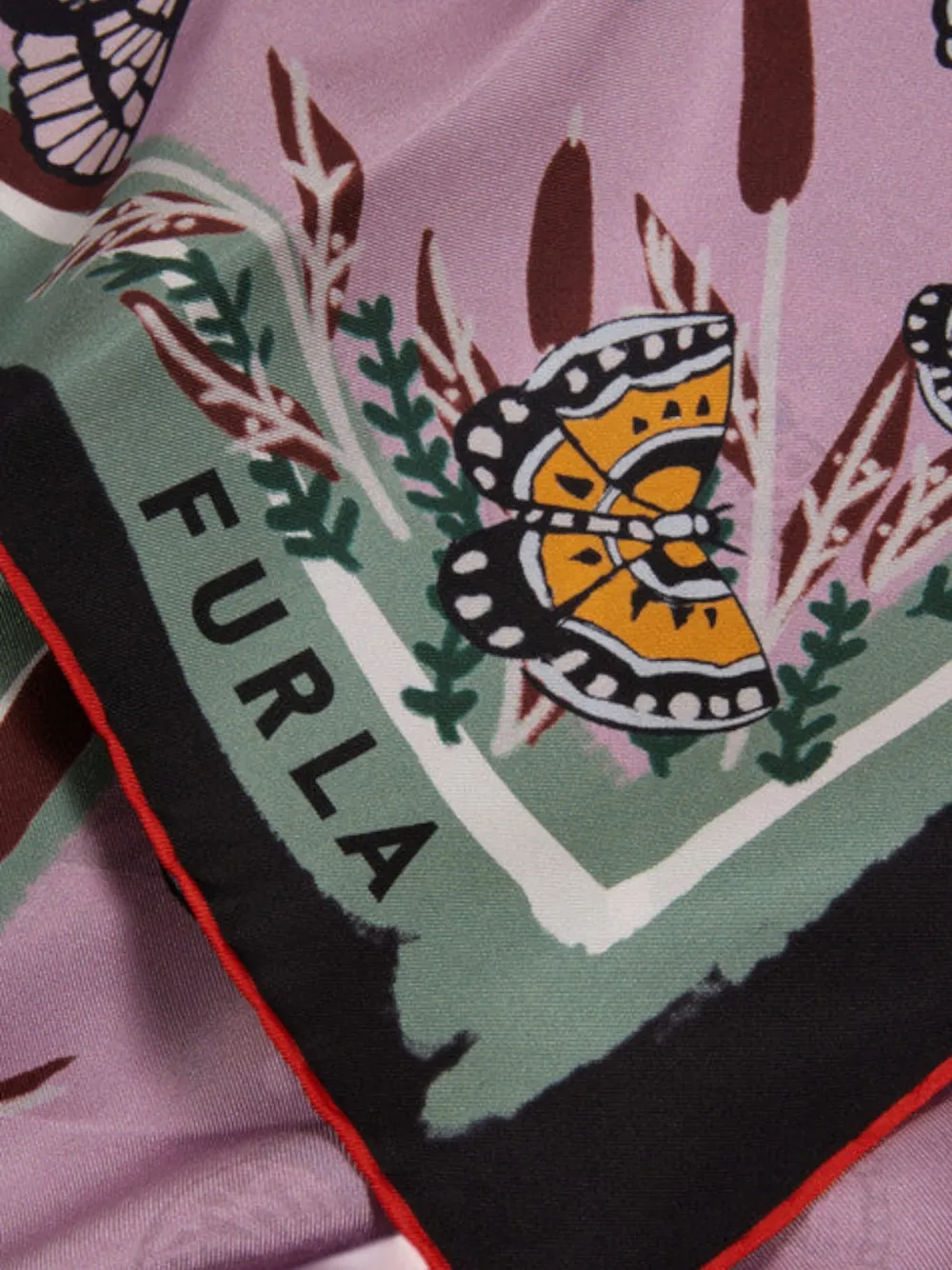 Furla Toni zijden sjaal met print Roze