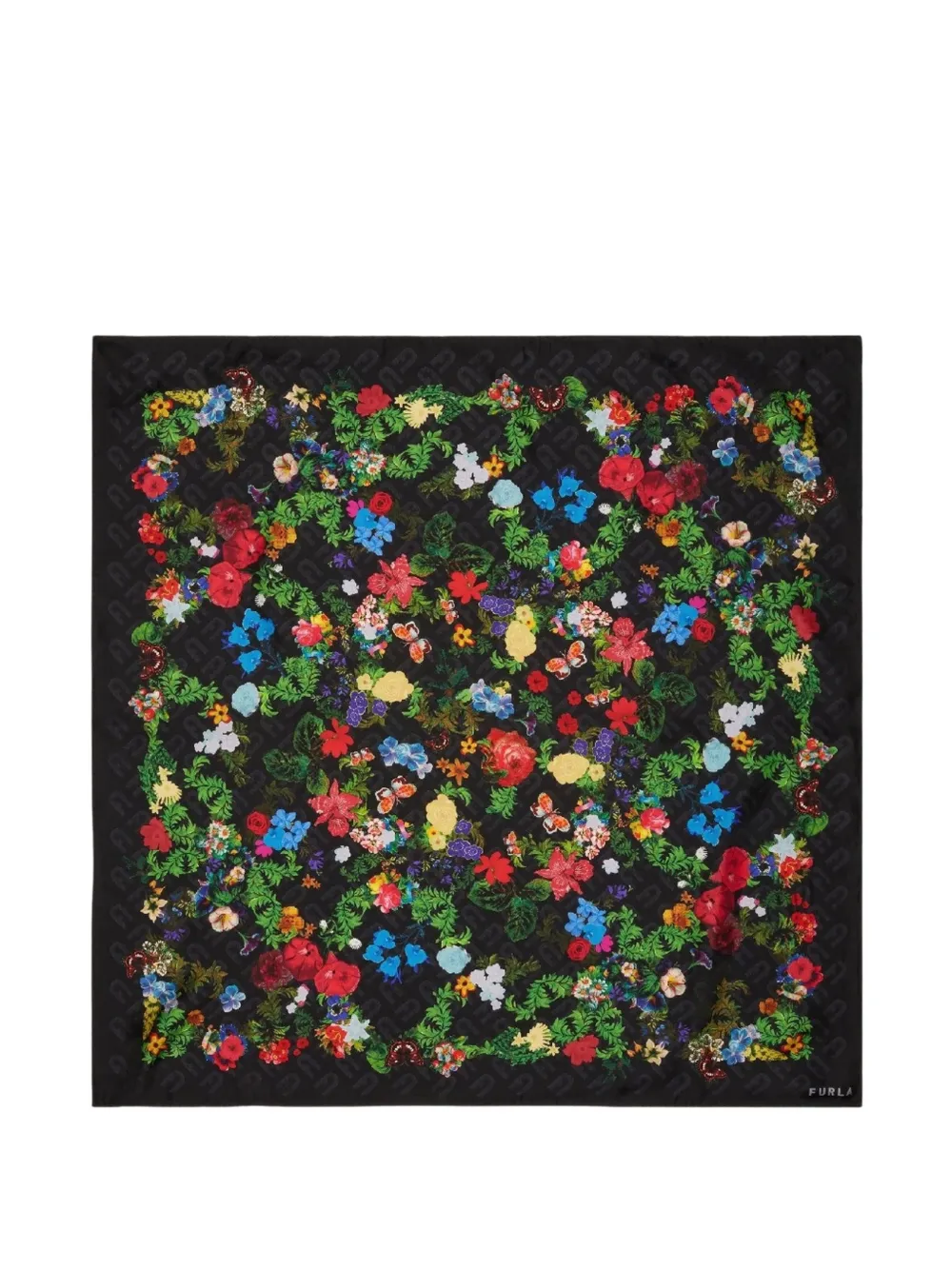 Furla Sjaal met bloemenprint Zwart