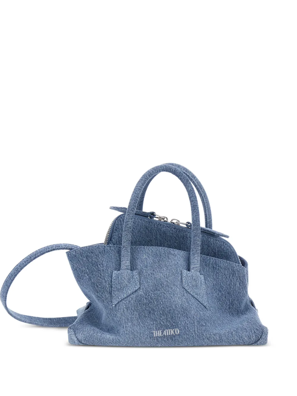 The Attico denim-effect logo-print tote bag - Blau