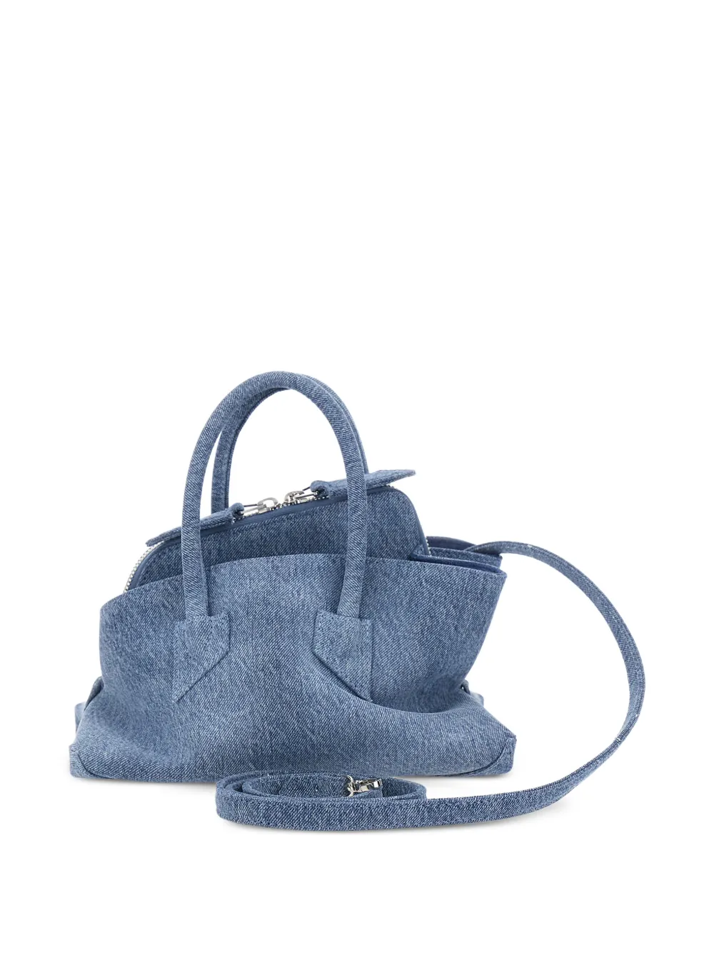 The Attico Shopper met denim-effect en logoprint Blauw