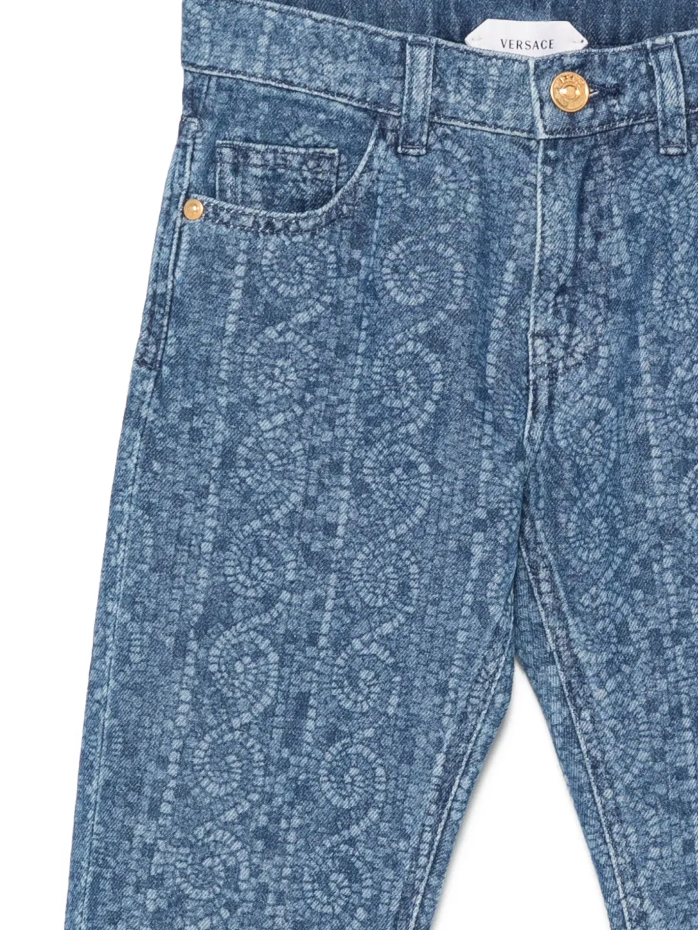 Versace Kids Jeans met Barocco-patroon Blauw