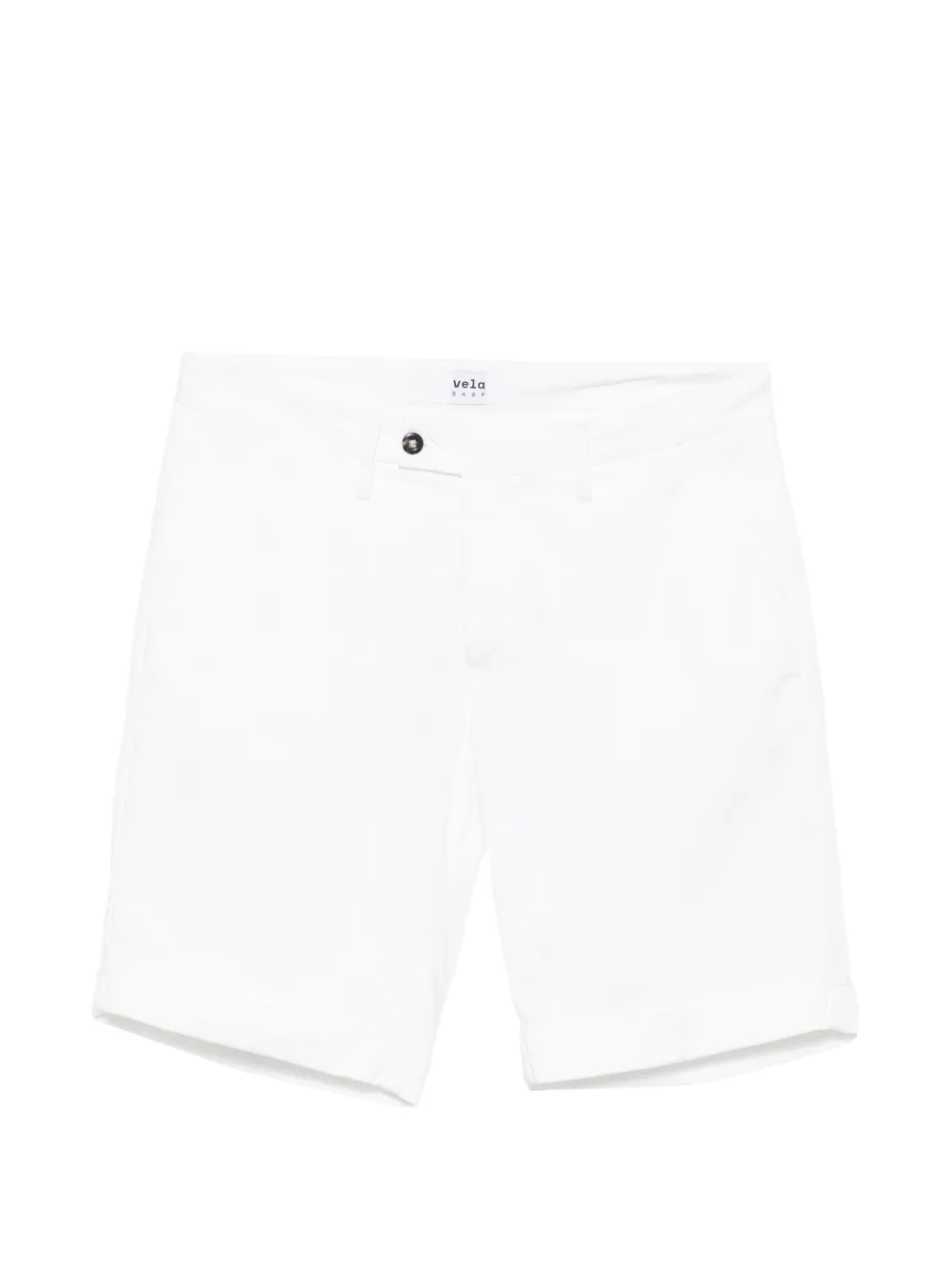VELA SHOP turn-up cuff belt-loop shorts - White