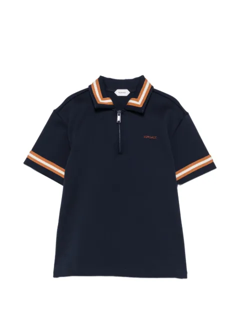 Versace Kids logo-embroidered zip-up polo shirt